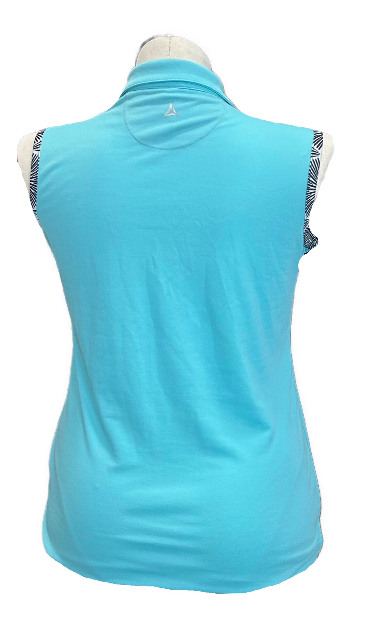 Bermuda Sands Aqua & Geometric Floral Fan Print Sleeveless Top MSP $80 - 0