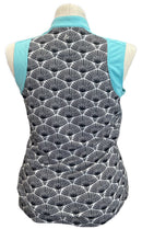 Bermuda Sands Geometric Floral Fan w/ Aqua Sleeveless Collared V-Neck Size L MSP $80-2