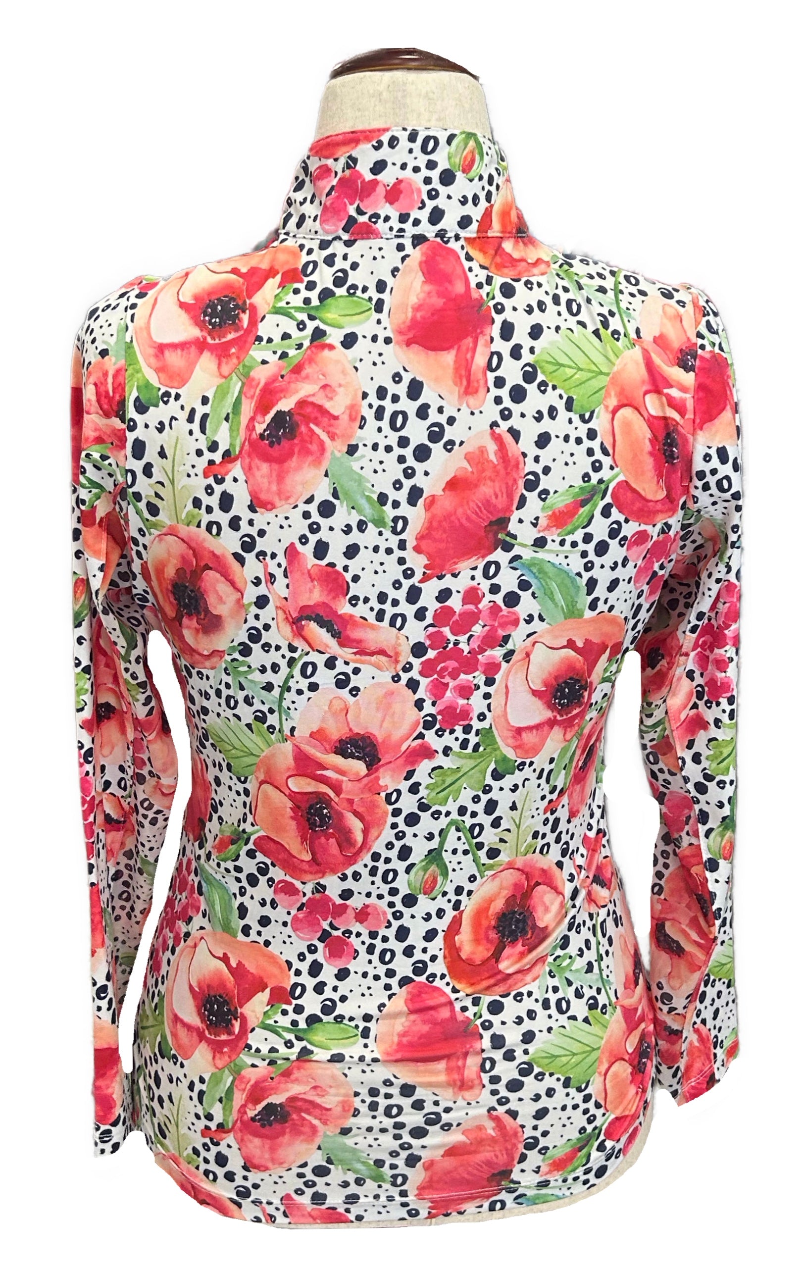 Gottex Peach, Navy & White Floral Patterned Women's Golf Pullover Size S - 0