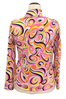 Ibkul Pink, Yellow & Black Emma Patterned Women's Golf Pullover Size S-2