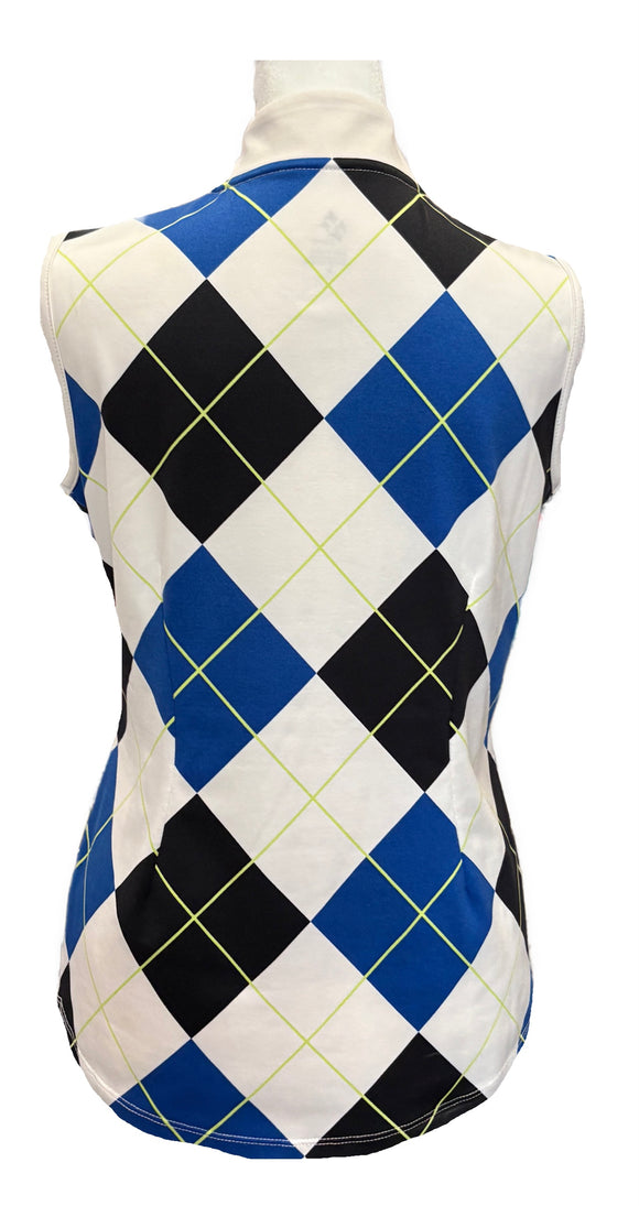 Jofit White, Blue & Black Plaid Women’s Sleeveless Golf Top Size S