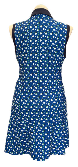 Lillie Green Blue, Green, Black & White Dotted Women's Sleeveless Golf Dress Size L - 0