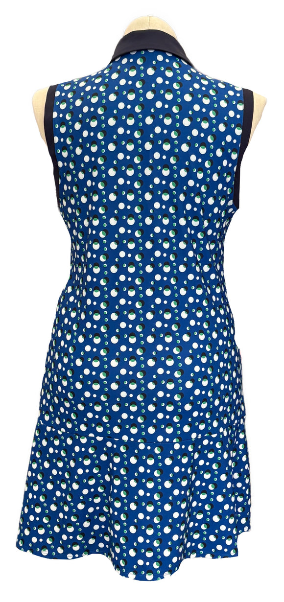 Lillie Green Blue, Green, Black & White Dotted Women's Sleeveless Golf Dress Size L