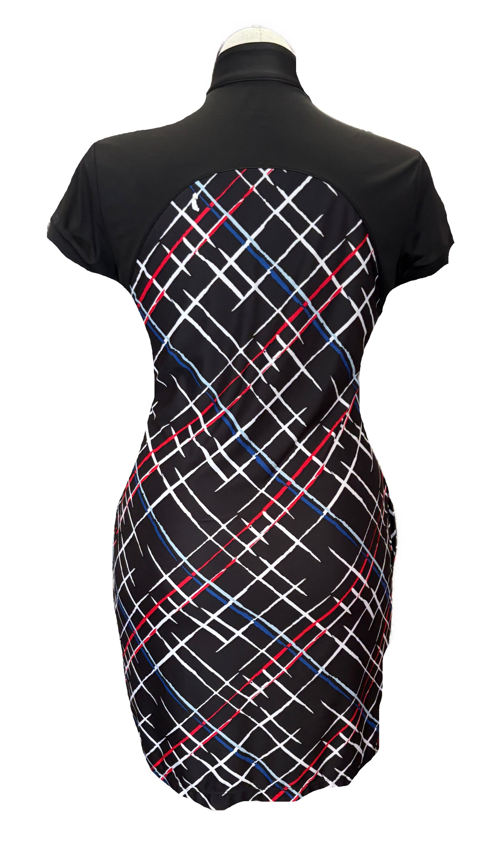 Greg Norman Black, Red, Blue & White Patterned Women's Short Sleeve Golf Dress Size L - 0