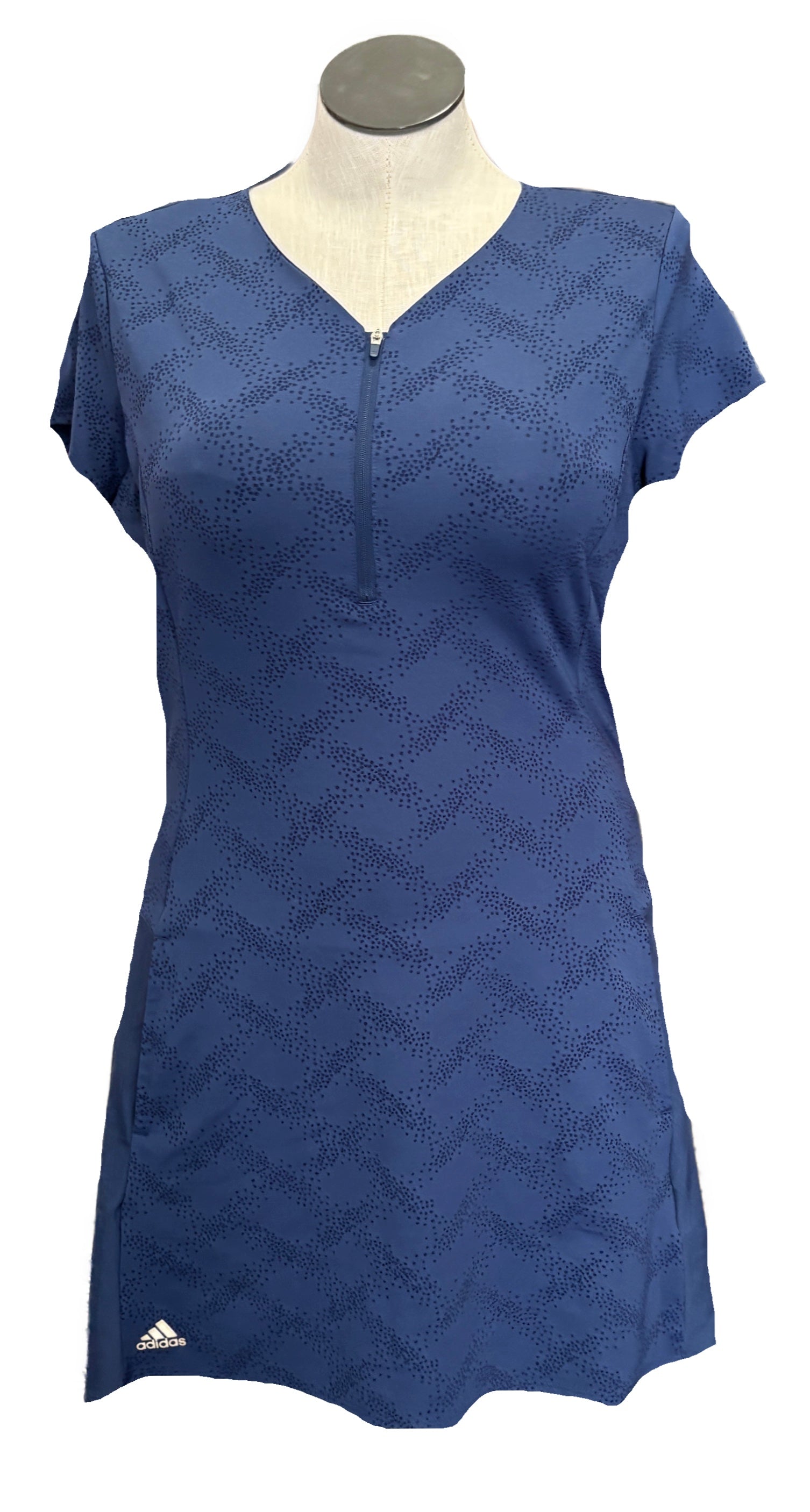 Adidas Navy Glitter Dot Pattern Women's Short Sleeve Golf Dress Size L