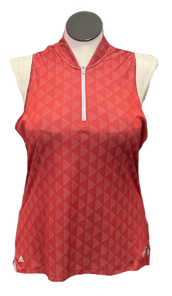 Adidas Red Triangle 1/4 Zip Sleeveless Athletic Top Size XL