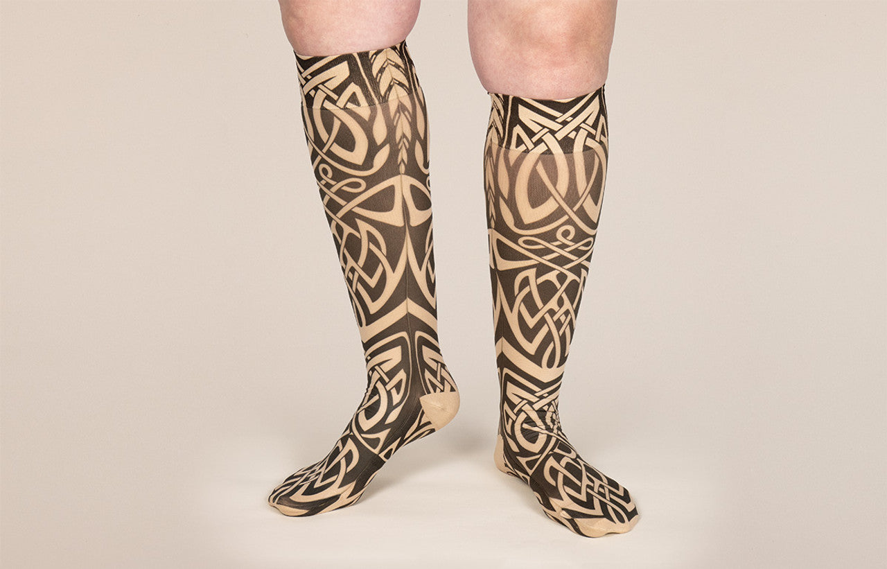 New Alterknit Celtic Beige Knee High Open Toe Compression Sock 20-30 mmHg