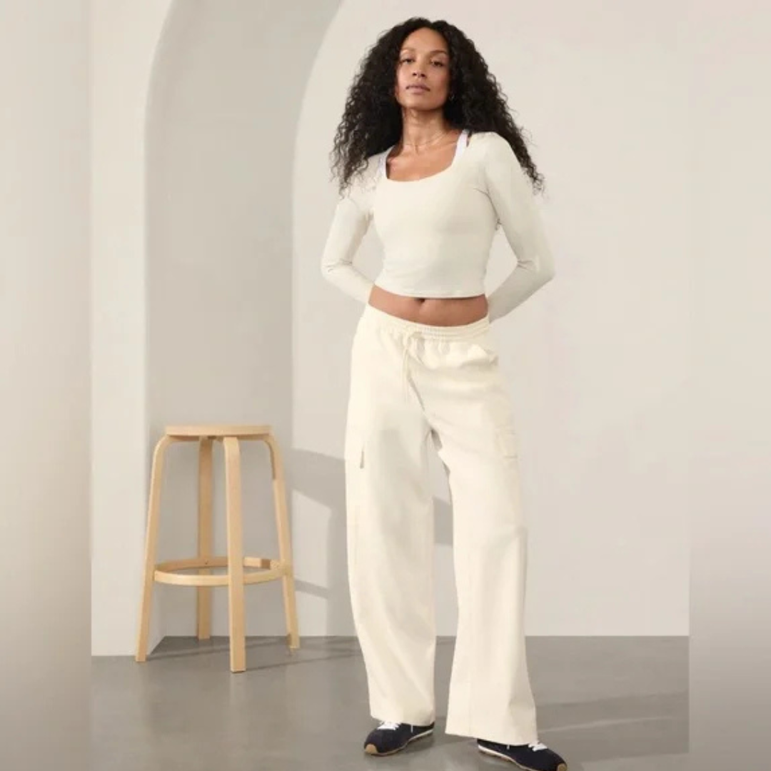 New Athleta Magnolia White Promenade Cargo Pant Size S MSP $129