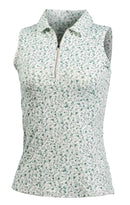 New Adair White & Green Floral Print Women's Kaia Sleeveless Golf Top Size M MSP$80-1