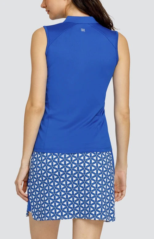 New Tail Activewear Women's Novelia Sleeveless Golf Top - Capri Blue MSP$95 - 0