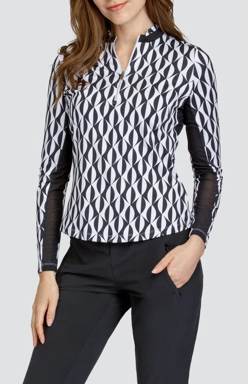 New Tail Women's Adalane Long Sleeve Golf Top - Magnetic Geo MSP$100