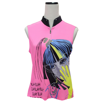 Jamie Sadock Pink “Blah Blah Blah” Sleeveless Golf Top Size M