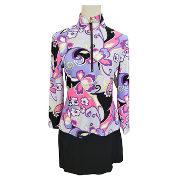 Melly M Purple & Pink Paisley Print Women’s Golf Pullover Size M MSP$148