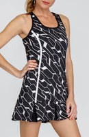 New Tail Activewear Kalindi 32' Tennis Dress - Cascade Geo Onyx MSP$87-3