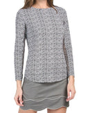 Ibkul Women's Black Greek Key Print Longsleeve Crew Sun Shirt Size L MSP$90-1