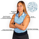 New 2Putt Women's Blue Paisley Sleeveless Golf Polo-4