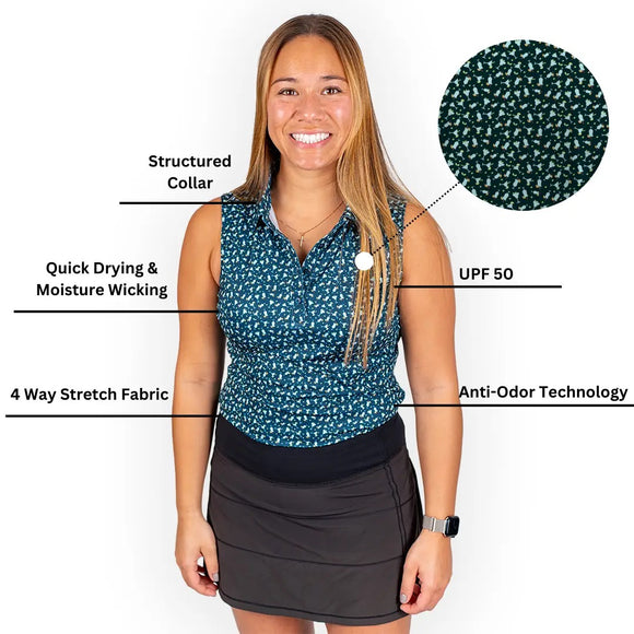 New 2Putt Women's Cocktail Hour Sleeveless Golf Polo