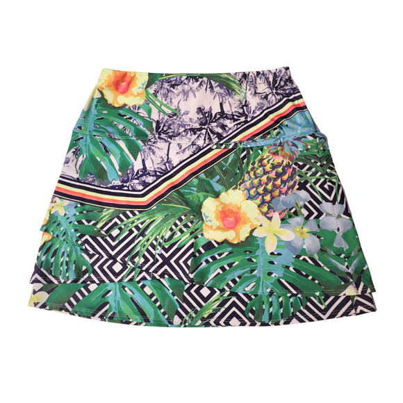 Lucky in Love Green & Yellow Tropical Print Women’s Golf Skort Size M