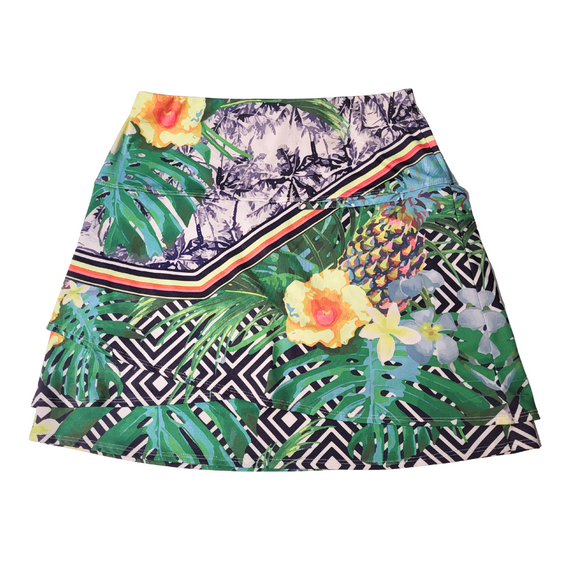 Lucky in Love Green & Yellow Tropical Print Women’s Golf Skort Size M