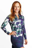 New Amy Sport Katelyn Dark Watch Abstract Long Sleeve Golf Top MSP$144-1