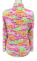 Icikuls Pink, Lime & Orange Brushstroke Long Sleeve Sun Shirt Size L-2
