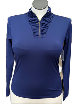 EP Pro Tour Tech Blue 1/4 Zip Ruched Women's Golf Pullover Size S