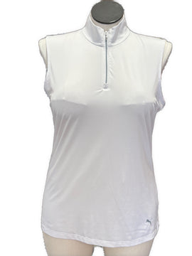 Puma Women's White Sleeveless Zip Mock Golf Polo Size XL MSP$50