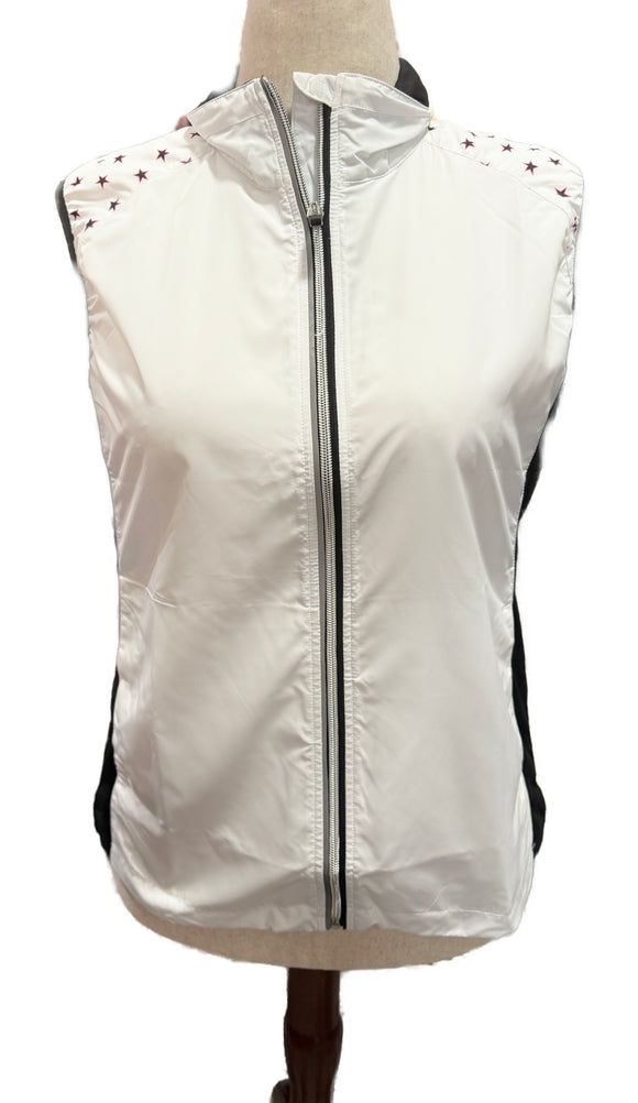 New Abacus Ladies Formby Stretch Windvent Golf Vest- White Stars MSP$98
