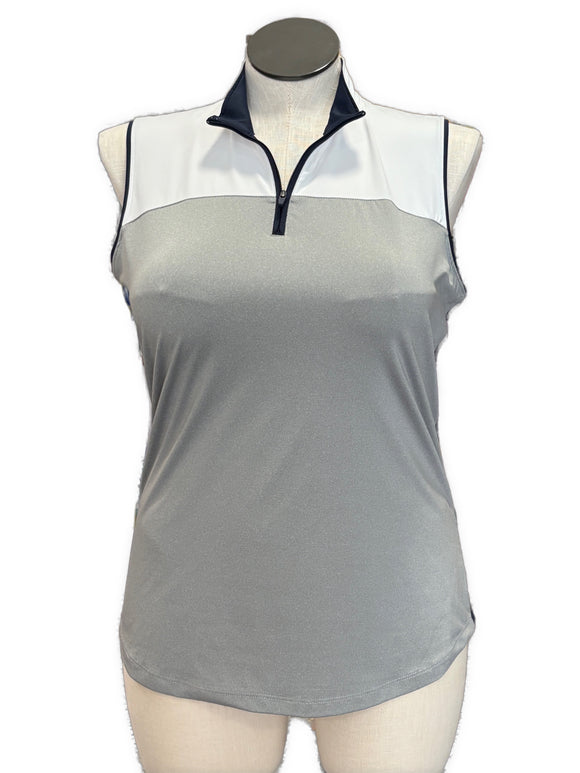 Lady Hagen 1/4 Zip Mock Neck Colorblock Sleeveless Golf Top MSP$40