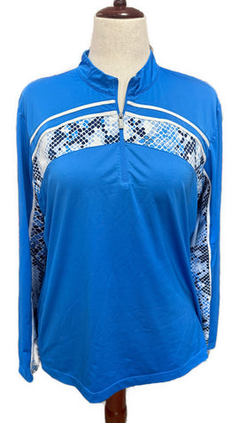 Tail Multicolor Blue Snakeskin Print Pullover Size XL