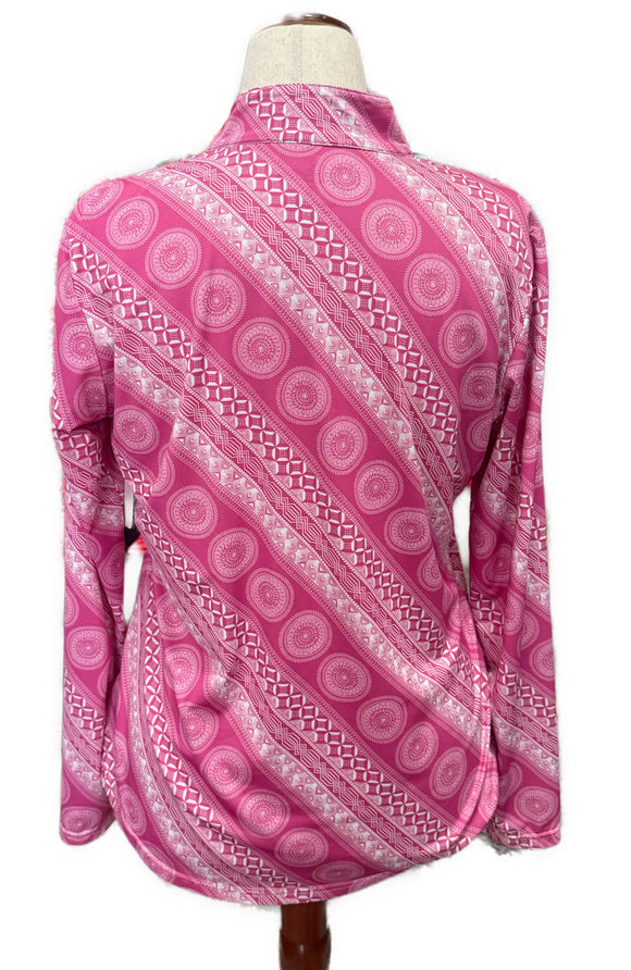 San Soleil Pink & White Patterned Pullover Size L. MSP$90