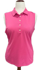 Greg Norman Women's Hot Pink Sleeveless Pique Golf Polo Size M-1