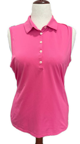 Greg Norman Women's Hot Pink Sleeveless Pique Golf Polo Size M