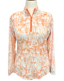 San Soleil Women's White & Coral Longsleeve Sun Shirt Size L-1