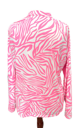 Tail White Label Bright Pink Zebra Print Golf Pullover Size XL - 0