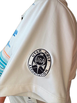 Women's Puma Brushstroke Horizontal Striped Polo Size L MSP$50 - 0