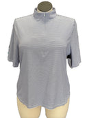 Tommy Bahama Women's Purple & White Striped Golf Polo Size XL MSP$110-1