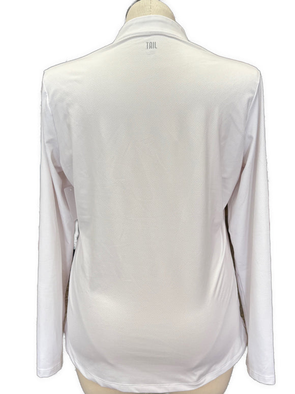 Tail Activewear White Long Sleeve Zip Mock Golf Top Size XL MSP$80
