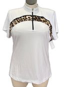 Tail Women's White Short Sleeve Golf Top w/Cheetah Insets Size XL MSP$92-1