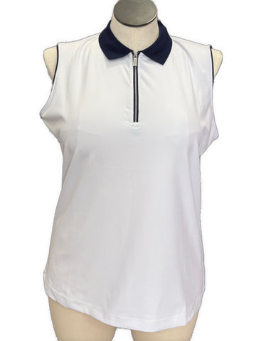 New Tail Activewear Fey White Sleeveless Ribbed Golf Top Size XL MSP$96