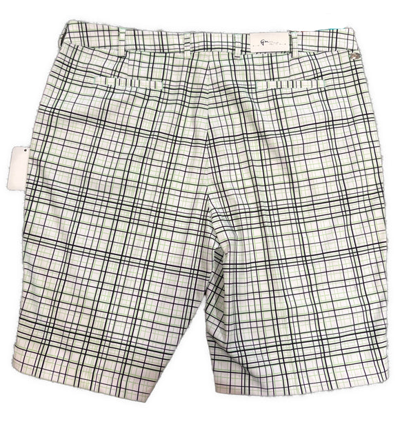 New Greg Norman Green Black & White Plaid Golf Shorts Size 16 MSP$75