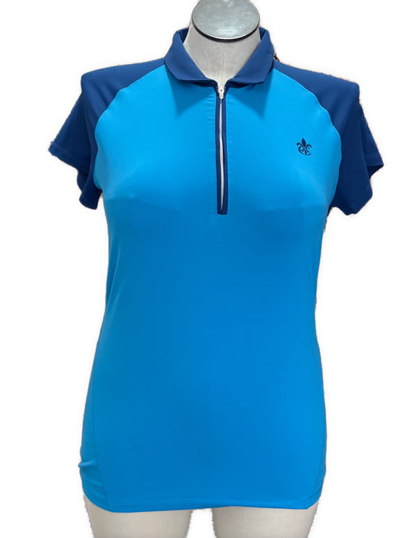 Annika by Cutter & Buck Turquoise & Navy Golf Polo w/Logo Size L