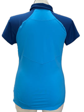 Annika by Cutter & Buck Turquoise & Navy Golf Polo w/Logo Size L - 0