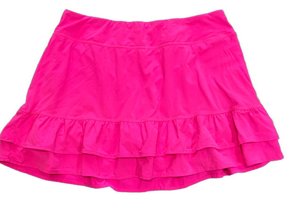 Lilly Pulitzer Luxletic Hot Pink Ruffled Tennis Skort Size L MSP$88