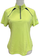 Greg Norman Women's Yellow Short Sleeve Top w/Navy Accents & Logo Size M-1