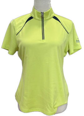 Greg Norman Women's Yellow Short Sleeve Top w/Navy Accents & Logo Size M