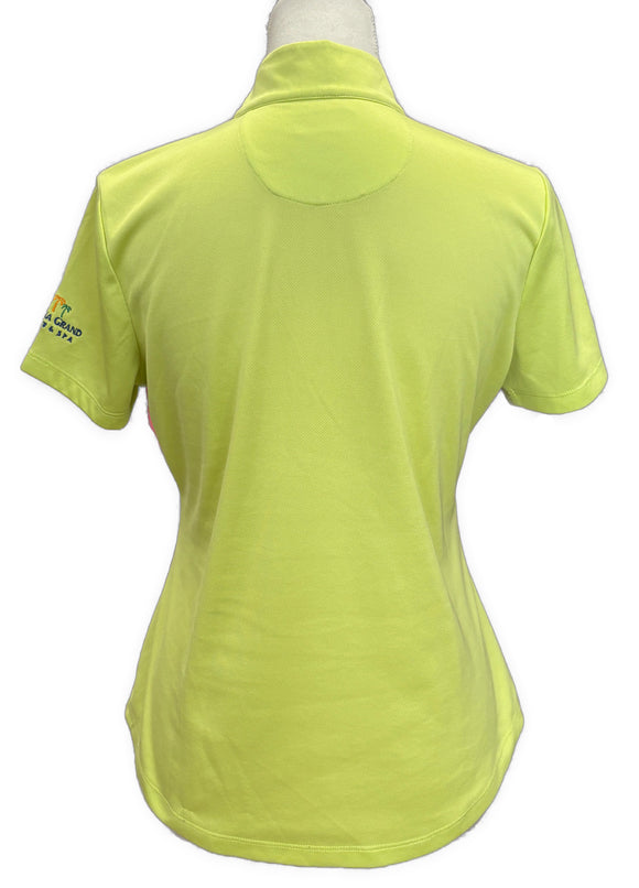 Greg Norman Women's Yellow Short Sleeve Top w/Navy Accents & Logo Size M