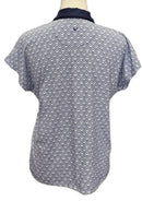Callaway Navy & White Geometric Print Women's Short Sleeve Golf Top Size M-2