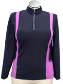 EP Pro Navy Women's Golf Pullover w/Purple & Green Accents Size L-1