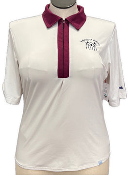 GGBlue Women's White w/Maroon Collar Short Sleeve Top Size L